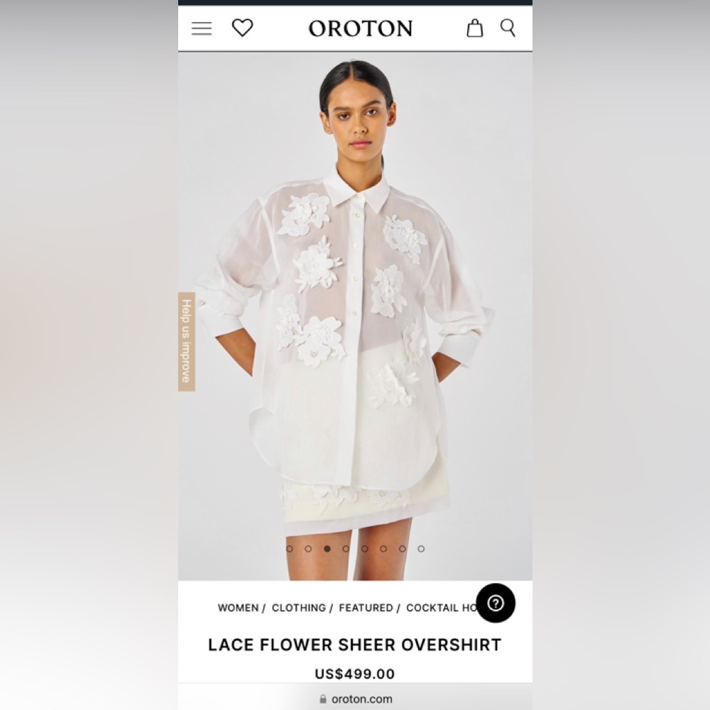 Oroton LACE FLOWER SHEER OVERSHIRT - Picture 3 of 5
